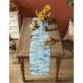 thumbnail image 4 of Hokiten Table Runners 70 Inches Long Dress Scarves, Blue Green Leaf Farmhouse Coffee/Dining/Kitchen Table Decor, Holiday Table Runner, Summer Vintage Watercolor Plant 13x70 Inch, 4 of 7