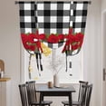 thumbnail image 3 of Valentine's Day Tie Up Curtains for Windows, Adjustable Balloon Window Shades, Red Roses Floral Leaves Buffalo Plaid Kitchen Window Treatments Farmhouse Short Curtains with Rod Pocket 42"x45", 3 of 8