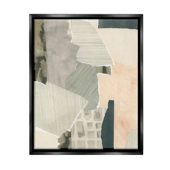 Stupell Industries Asymmetric Neutral Patterns Abstract Painting Black Floater Framed Canvas Art Print Wall Art, 17 x 21