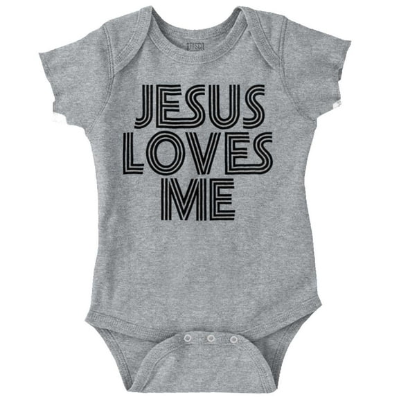 Jesus Loves Me Retro Christian Romper Boys or Girls Infant Baby Brisco Brands NB
