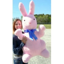 Giant Stuffed Bunny Rabbit 3 and 1/2 feet Tall Pink Color Stuffed Soft - Gian...