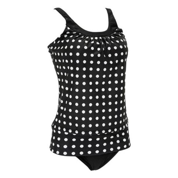 Greeniant Traje de baño sin mangas con espalda abierta y estampado de lunares de piezas para mujer Traje de baño S Greeniant OD001442-01