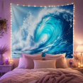 thumbnail image 2 of Curling Wave with Turquoise Foam and Spray, Energetic Coastal Style for Ocean Lovers, Surf Wall Decor, Housewarming Gift, Tapestry Wall Hanging for Bedroom and Living Room, 2 of 7