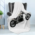 thumbnail image 4 of Manly Soft Flannel Fleece Blanket, Motorbike Hipster Style Dangerous Risky Ride Driving Vehicle Throttle Chopper, Cozy Plush for Indoor and Outdoor Use, 50" x 70", Black White Grey, by Ambesonne, 4 of 5