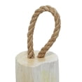 thumbnail image 4 of 5"W, 10"H White Teak Wood Handmade Door Stopper Geometric Sculpture with Rope Accent, by DecMode (2 Count), 4 of 11