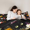 thumbnail image 5 of Feelyou Kawaii Black Kitten Queen Comforter Set, Rustic Groovy Flower Bedding Sets, Cute Cartoon Animal Reversible Bedding Comforter Set, Super Cozy Room Decor, 3-Piece, 5 of 8
