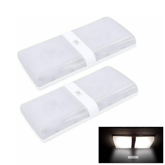 Facon LED 12Volts RV Pancake Light Double Ceiling Dome Light Under Cabinet Light with Switch, 12V DC RV Interior Light for RV Motor-Homes Camper Caravan Trailer Boat