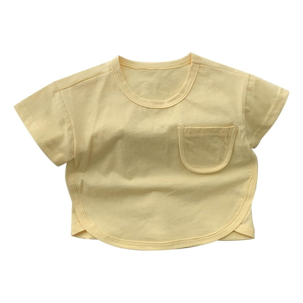 Gibobby Blusas Elegantes Para Niñas Camiseta de manga corta informal suelta para niños pequeños, bebés, niños y niñas (Amarillo, 3-6 Meses)