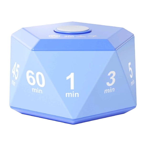 Temporizador de cubo para niños, recargable por USB, 6,5 x 6,5 x 4,2 cm, portátil, para cocina Azul