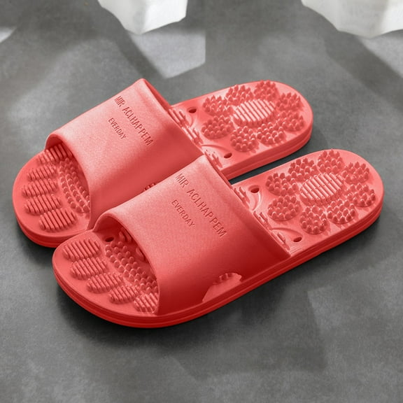 Aayomet House Slippers for Women Women Massage Slippers Fashion Indoor Outdoor Flip Flops Beach Bathroom Slipper,Red 37
