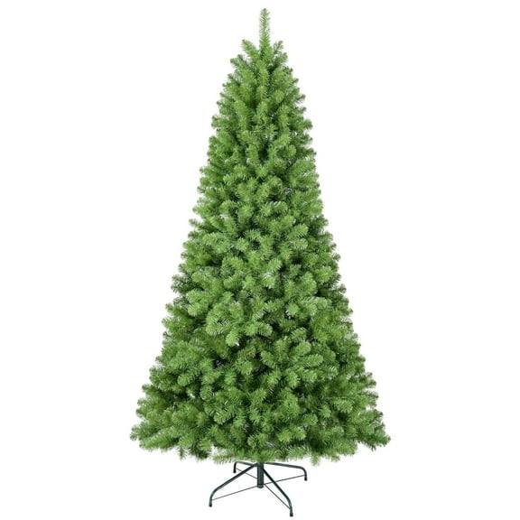 6FT Artificial Christmas Tree, Classic Spruce Design Without Lights, Featuring 760 PVC Branch Tips, Easy Hinge Assembly, Metal Foldable Base, Perfect for Home Office Party Decorations, Green