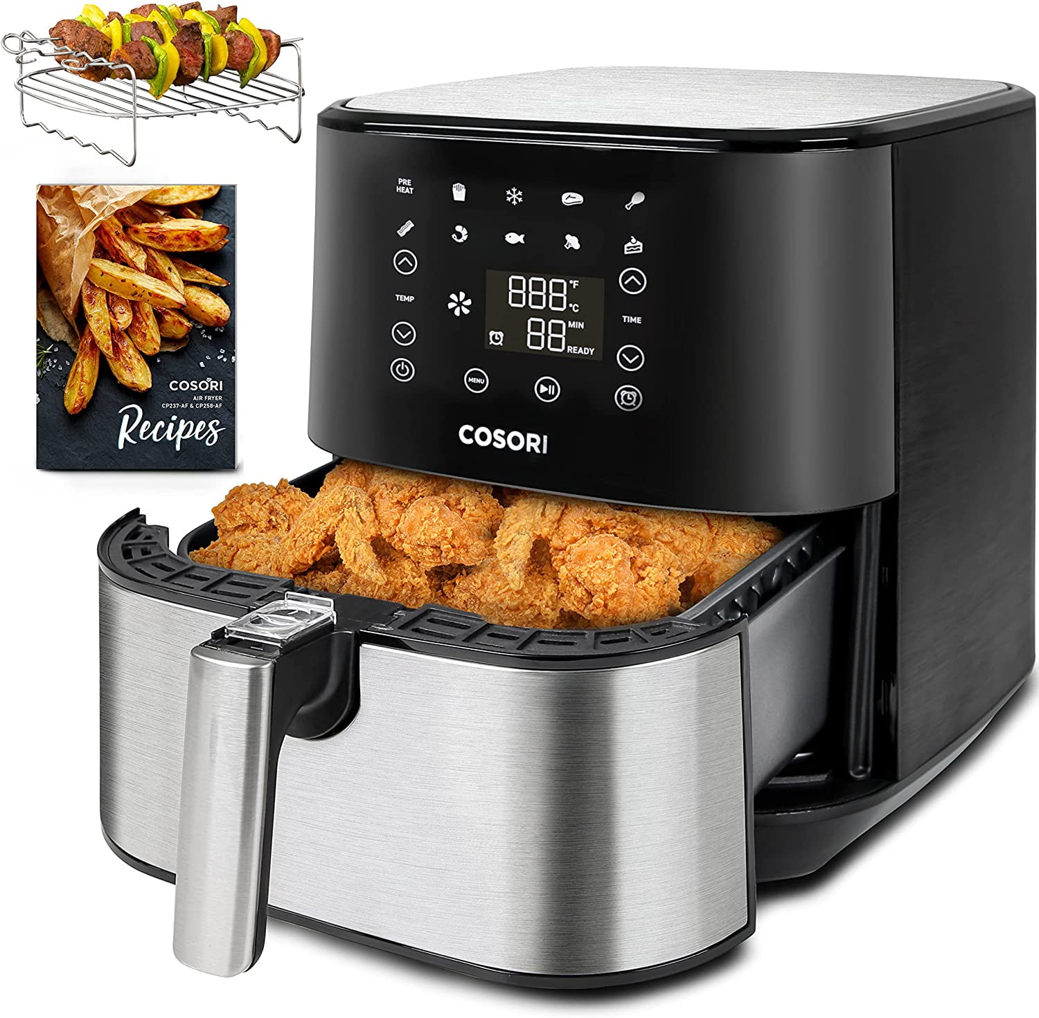 XL Digital Air Fryer 5.8QT/5.5L 1800W Temp/Timer Settings & 7 Cooking Presets 