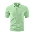 thumbnail image 4 of hoksml Men Big And Tall Polo Shirts Solid Color Collared Button Short Sleeve Summer Lightweight Breathable T Shirt Turndown Collar Blouse Sporty Top, 4 of 9