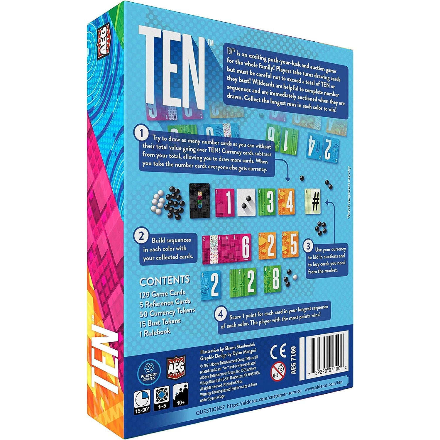 AEG: Ten - Push Your Luck Card Game for The Whole Family | from The Creators of Point Salad | Easy to Learn | Quick to Play | Ages 10 and up | 2-6 Players