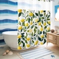 thumbnail image 5 of No Hook Shower Curtain with Built-in Rings - Summer Yellow Lemons Washable Waterproof Fabric Bathroom Curtains for Hotel,Rentals, 72X 96 Inch Extra Long , Green Leaves Tropical Print, 5 of 9