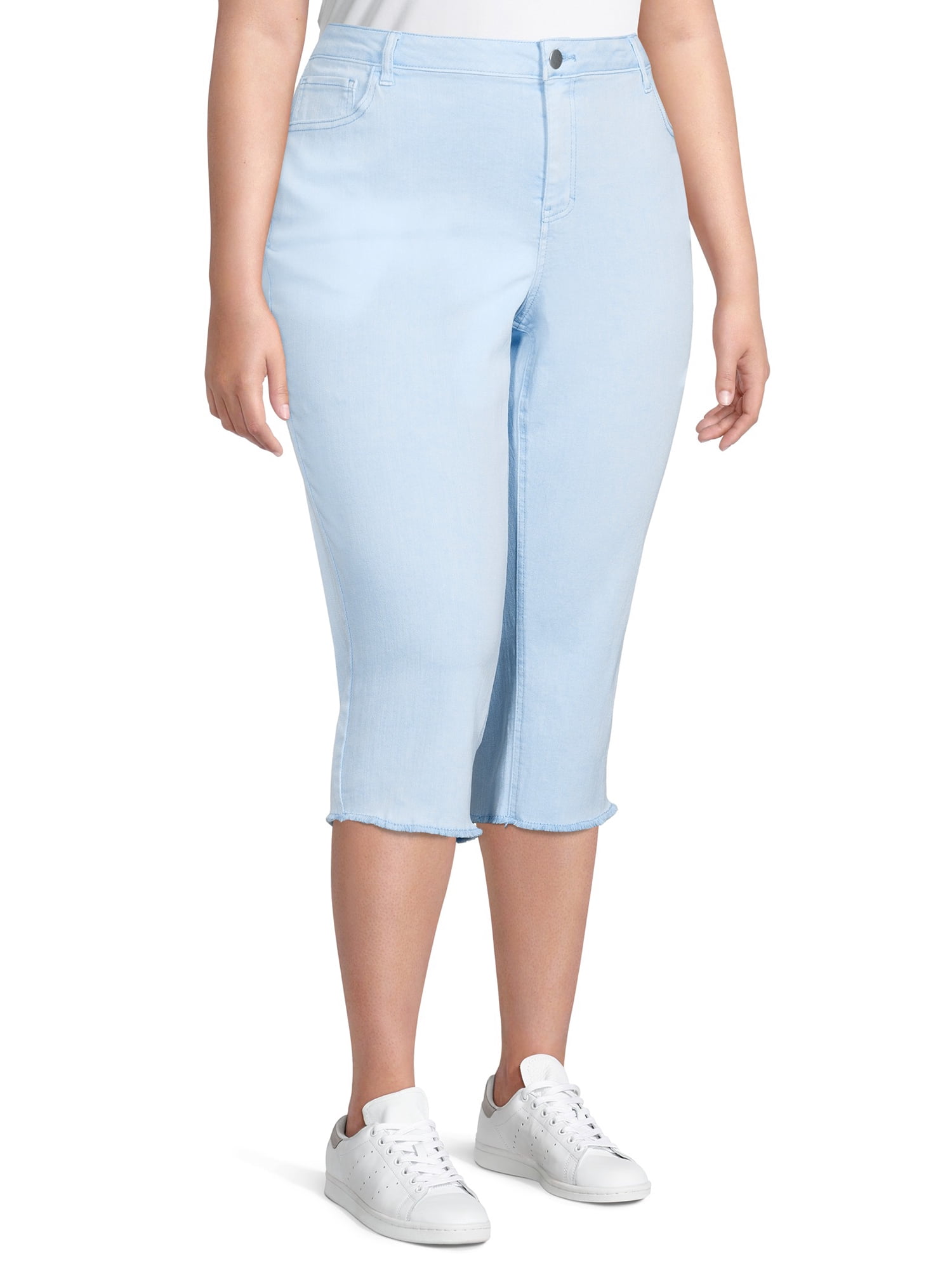 Alivia Ford Women's Plus Size Frayed Hem Capri Pants