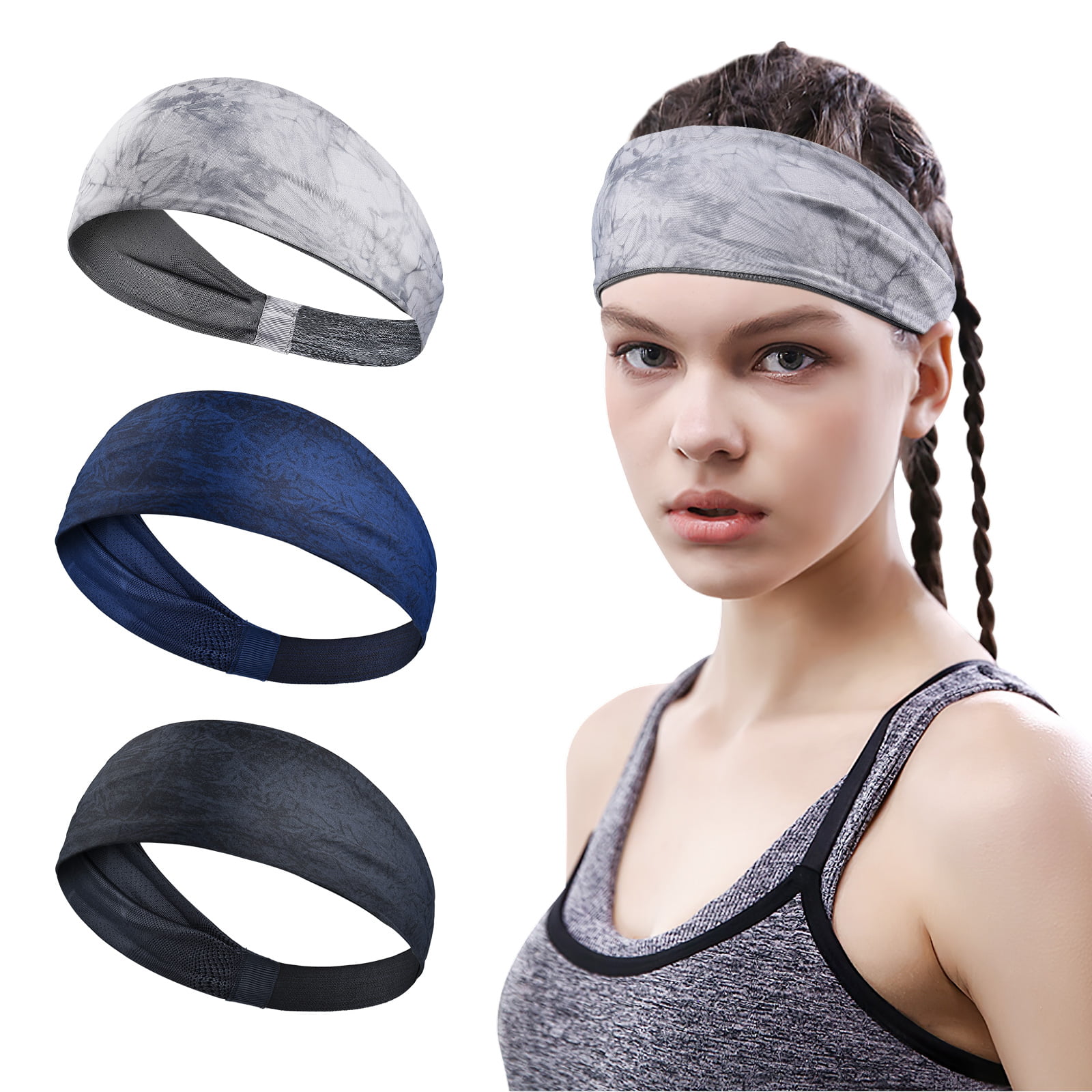 Details about   Headband Non-slip Sweatband Workout Hairband Single Band for Sports Running WE