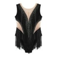 thumbnail image 5 of HULIJA Kids Girls Shiny Rhinestone Mesh Splice Gymnastics Dance Leotard Tassel Bodysuit Ice Skating Black 10, 5 of 7