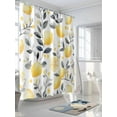 thumbnail image 3 of Shower Curtain, Summer Yellow Lemon Grey Eucalyptus Leaf Fruit Washable Shower Curtain with Hooks Bath Decor Fabric Shower Curtains for Bathroom, Hotel, Stalls, Bathtubs, 36x72 Inch, 3 of 6