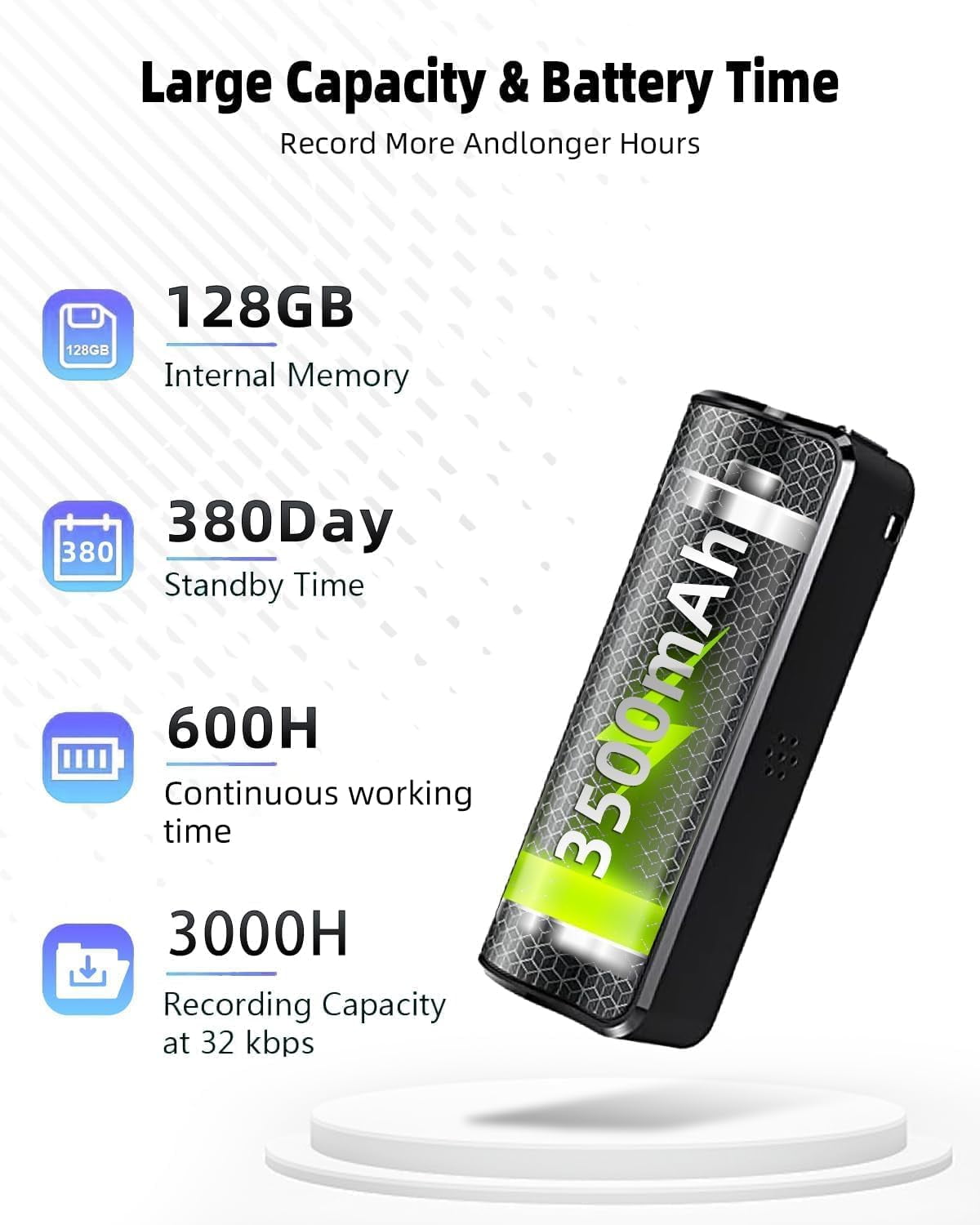 Voice Recorder, 64G Magnetic Voice Activated Audio Recorder with AI-Intelligent Triple Noise Reduction, 25 Days Continuous Recording Device, Digital Voice Recorder for Meetings/Interviews/Classroom