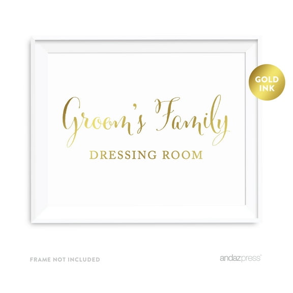 Family Dressing Rooms Gold Metallic Gold Wedding Party Signs, 2-Pack