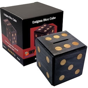 Enigma Dice Cube Secret Puzzle Box Money Trick Box - Black Color