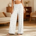 thumbnail image 4 of Kaemgyyd Women's Comfy Pajamas Stretch Pj Bottoms Pants Elastic High Waisted Polka Dots Pants Wide Leg Lounge Trousers（White,X-Large）, 4 of 5