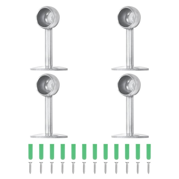 Uxcell Closet Rod Bracket, 4Pcs Stainless Steel O Shaped  Flange Closet Holder for 19mm Diameter Rod, Silver