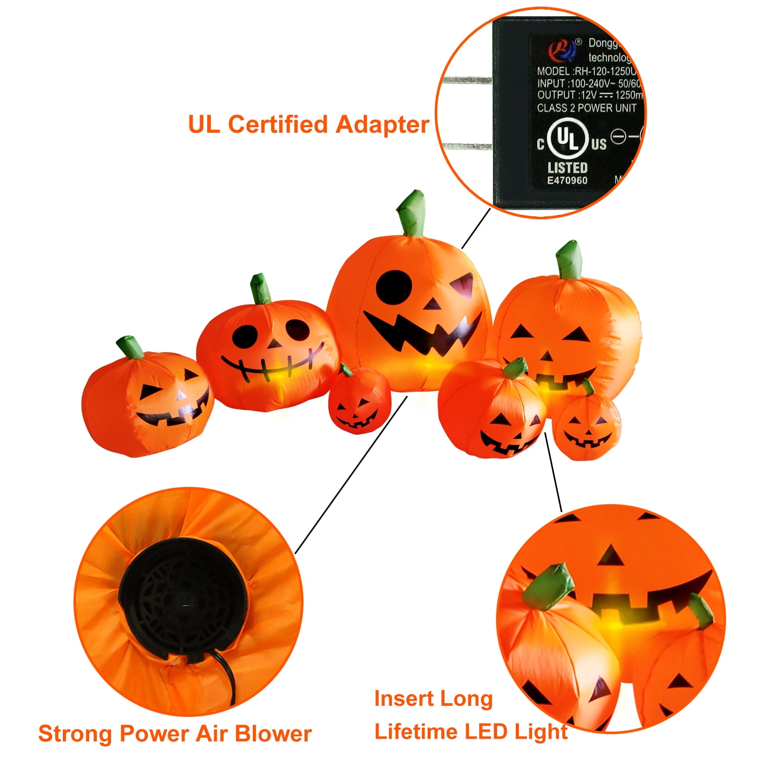 Lanpn 8-Inch Halloween Carvable Foam Pumpkins (4-Pack) With LED Lights, Emoji Templates & Paint Kit