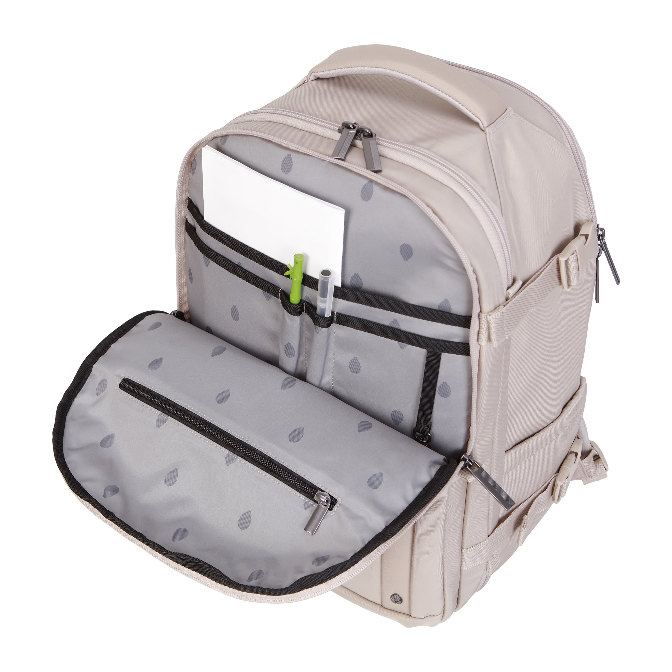 btL 18-inch Nylon Travel Backpack with 15-inch Laptop Sleeve, Taupe
