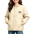 thumbnail image 2 of Spazoro Boys Quilted Bomber Jacket with Fleece Lined, Snap Closure Warm Baseball Collar Long Sleeve Winter Outerwear Coat Beige Size 13-14, 2 of 7