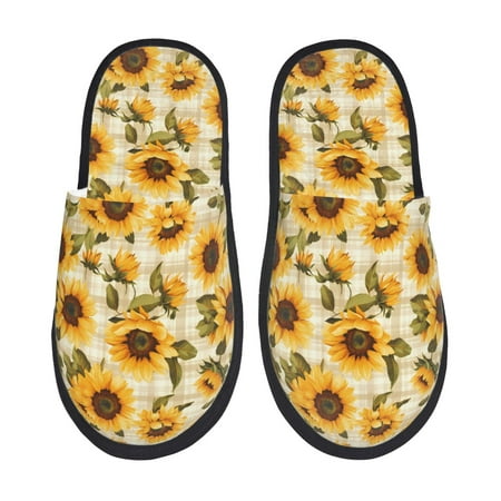 

Pofeuu Scottish Plaid Sunflower Print EVA Fuzzy House super light Slippers Slippers Scuff Outdoor Indoor Warm Cozy Plush Bedroom Shoes Soft Flat Comfy Anti-Slip-Large