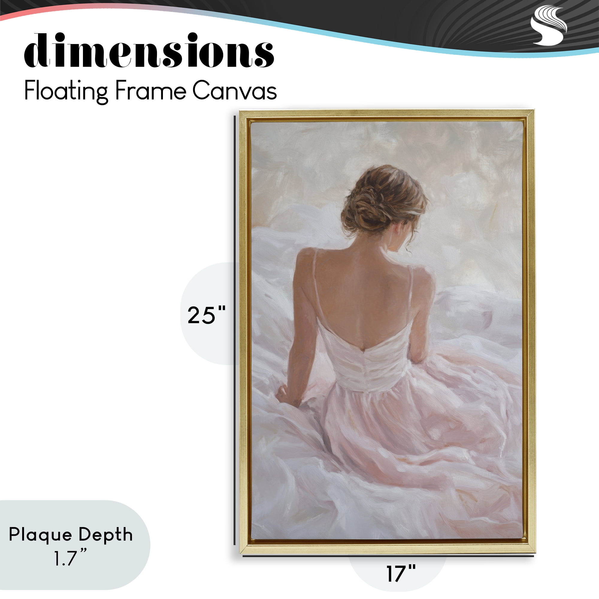 Stupell Industries Quiet Reflection in Pastel Pink Gold Framed Floater Canvas Wall Art, design by Petal Prints Design