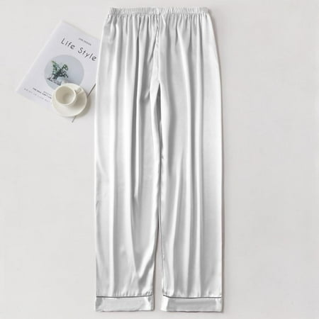 

Men s Pajamas Men s Trousers Plus Size Solid Color Silk Men s Casual Pajamas Loose Home Wear