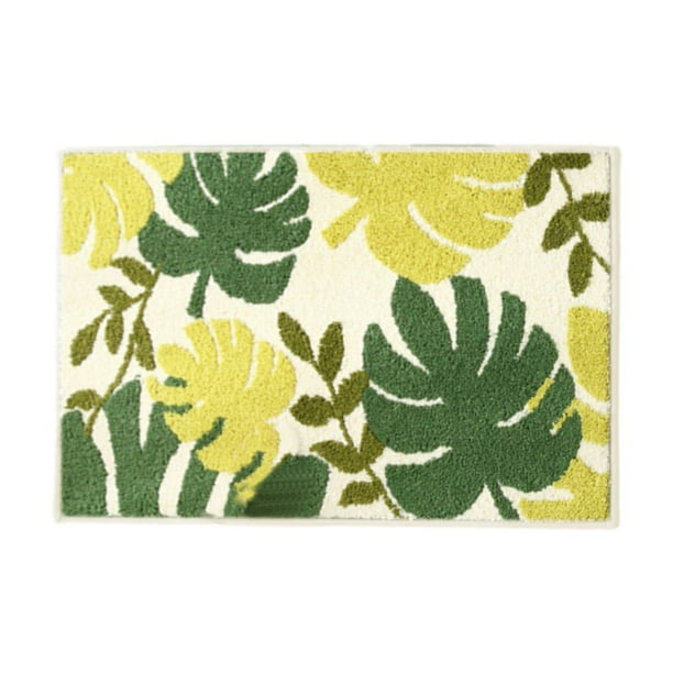 Yhmxh Alfombrillas de baño para baño Alfombra de baño Alfombra antideslizante para baño con diseño de hojas y plantas, absorbente, para puerta de entrada, para dormitorio Decoración del baño