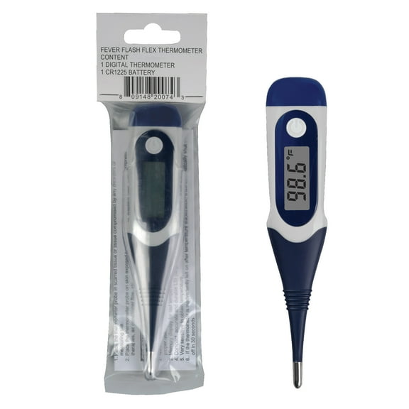 BEST MED Thermometer | 60-Second Readout | Tri-Color Fever Alert Display | Clinical Flex Tip | Hygienic Water-Resistant Easy Cleaning | Storage Case Included