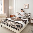 thumbnail image 4 of jejeloiu Retro Bull Skull Bed Sheets,Rustic Farmhouse Hunting King Sheets,White Brown Black Sheet Set For Boys Kids,Breathable Home Decor,4pcs, 4 of 7