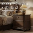 thumbnail image 5 of COLAMY Nightstand with Charging Station (Set of 1), 26.5" Tall Oversized Bedside Table with 2 Deep Drawers, Wood End Table for Bedroom & Living Room, Deep Walnut, 5 of 11