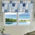 thumbnail image 3 of Blue Floral Farmhouse Short Window Curtain Valances, Spring Flowers Plants Patchwork Grid Bohemia Rod Pocket Kitchen Valances for Living Room Bedroom Bathroom Cafe 42" x 18", 3 of 8