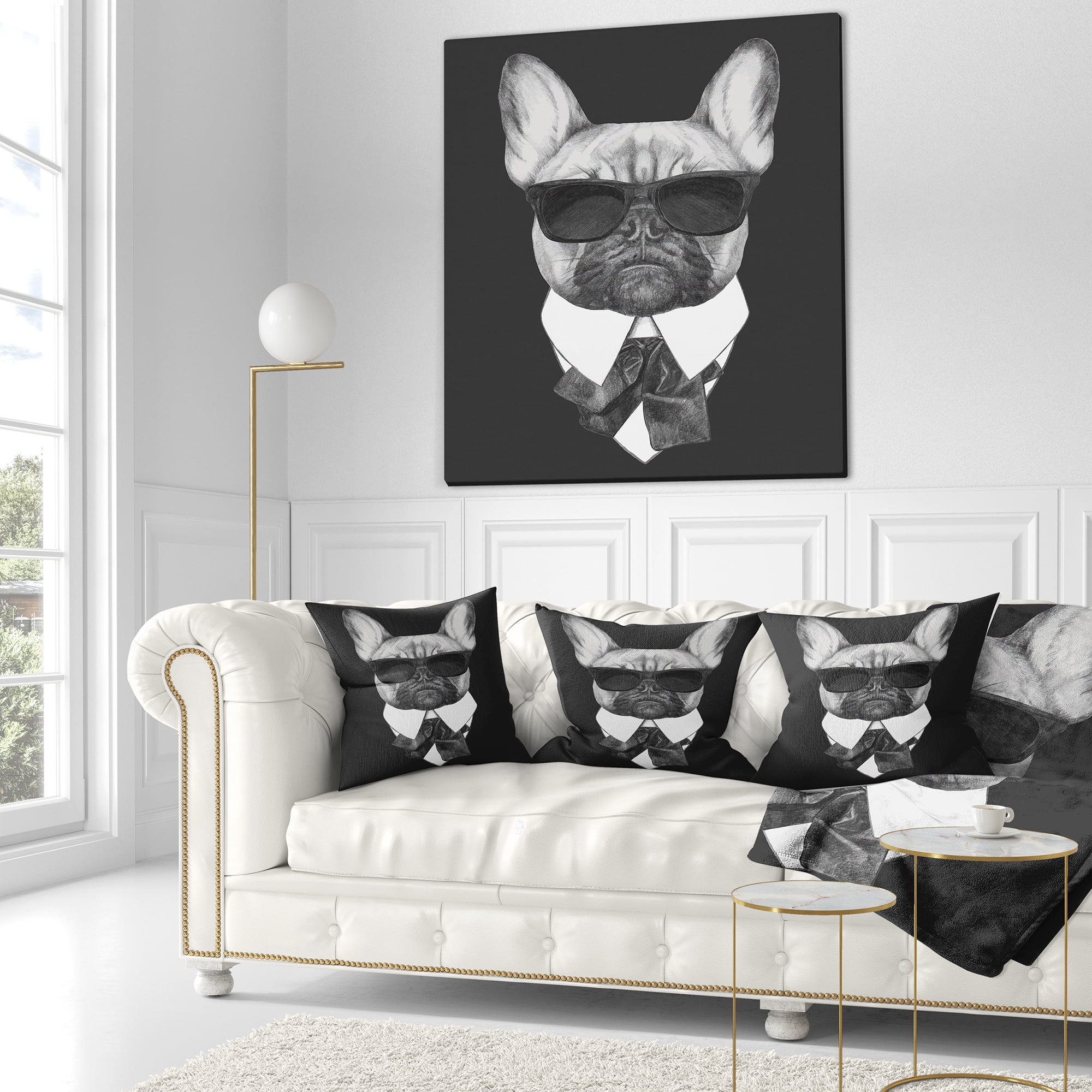 Designart French Bulldog Fashion Portrait - Animal Throw Pillow - 16x16