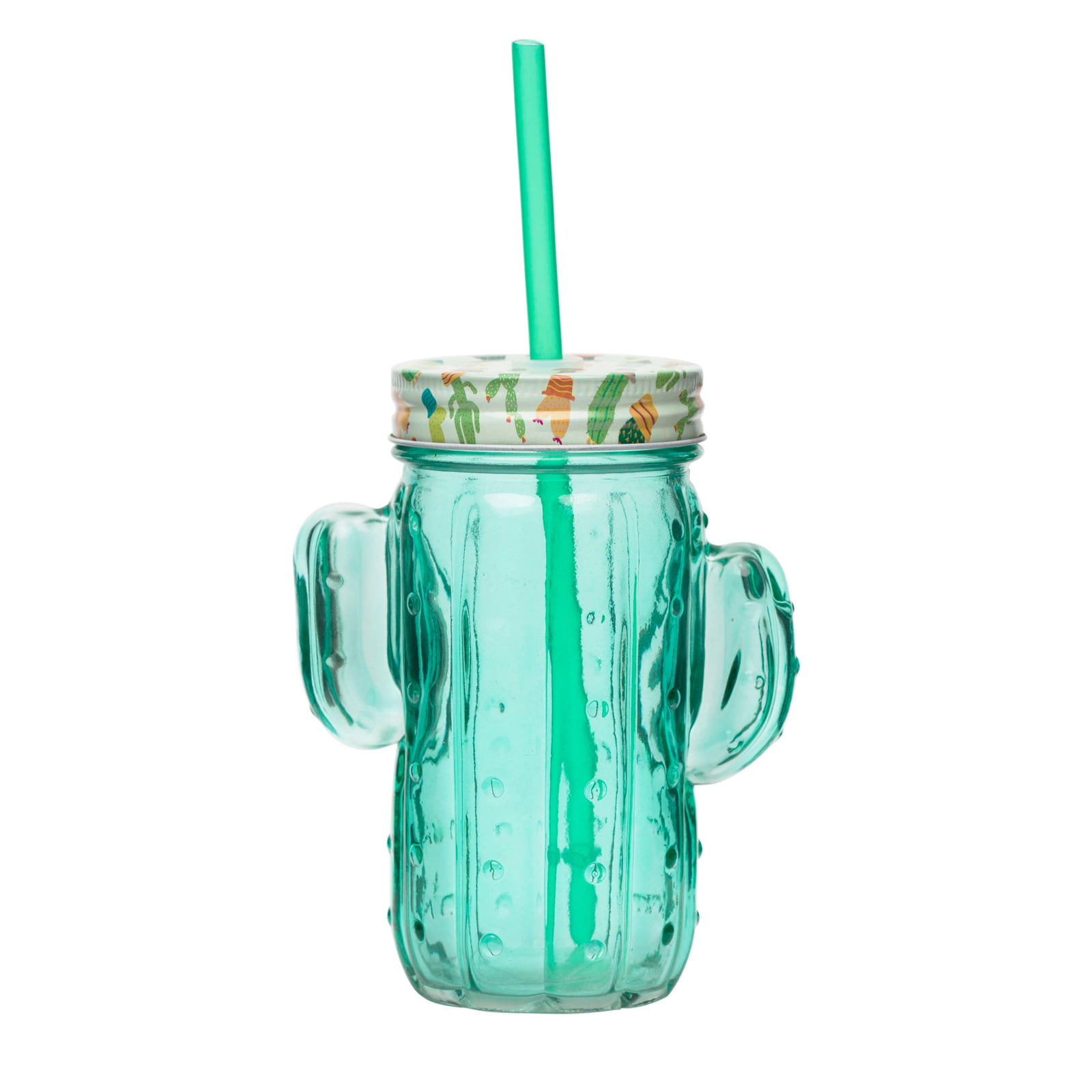 MASON JAR WITH LID KITCHEN HOME STORAGE GREEN CACTUS ORGANIZING SPICE DRINK NEW 