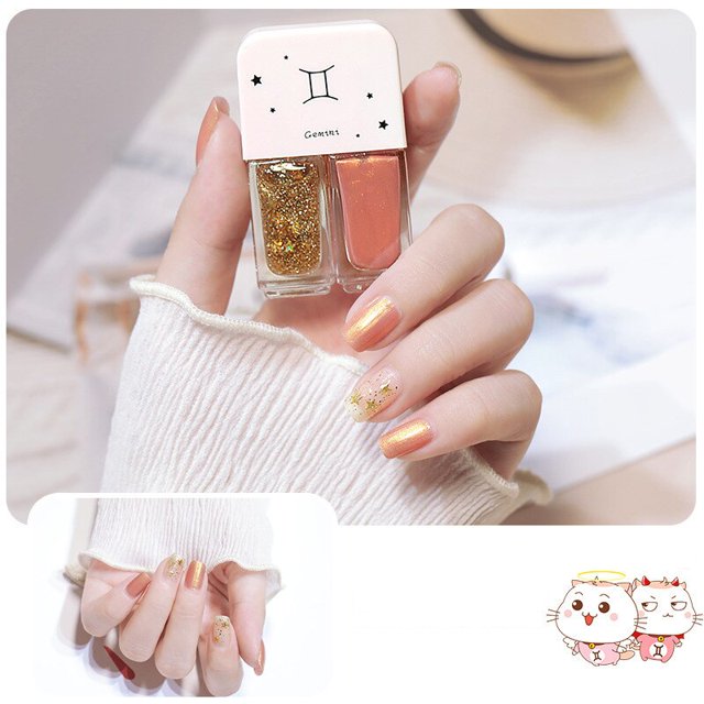 Juego de dos botellas de 6ML para uñas, esmalte de Gel a base de agua, brillante, de secado rápido, combinación de esmalte de uñas sin hornear, 2 en 1, Gel para decoración de uñas DIY Tan Jianjun unisex