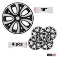 thumbnail image 3 of OMAC - Matt Black with White Hub Caps 15 Inch Set of 4, Tapas para Rines 15, Premium Wheel Covers 15 Inch, R15 Rim Cover Set, Snap On Durable Car Replacement Exterior Accessories, 3 of 7