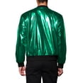 thumbnail image 3 of Lars Amadeus Men's Metallic Jacket Zip Up Disco Party Shiny Varsity Bomber Jacket, 3 of 6