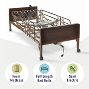 Medacure Semi Electric Hospital Bed with Premium Foam Mattress Rails - Fully Adjustable - 80 x 36