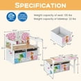 thumbnail image 3 of Spaco 3 in 1 Kids Convertible Activity Bench with 2 Removable Fabric Bins-White, Kids Couch for Kids, 3 of 7
