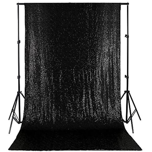 B-COOL Toile de Fond Scintillante Noire-4ftx8ft Cabine Photo Toile de Fond à Sequins Rideau de Photo Toile de Fond