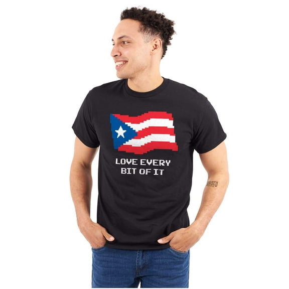 Puerto Rican Pride Love Every Bit Flag Men's Graphic T Shirt Tees Brisco Brands S