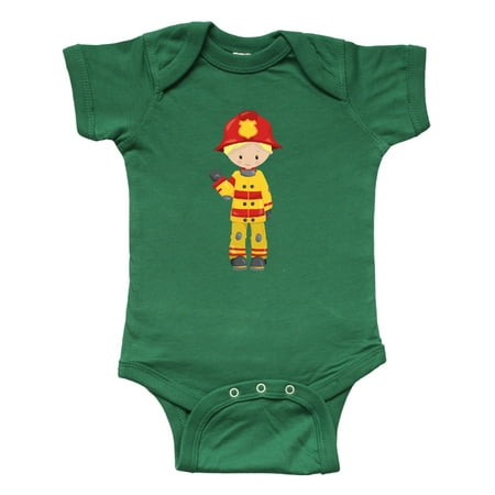 

Inktastic Boy Fireman Firefighter Blond Hair Little Boy Gift Baby Boy Bodysuit