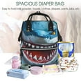 thumbnail image 2 of Ratiio Cartoon Cute Shark Mummy Backpack - Waterproof Twill Canvas, Large Capacity Diaper Bag with Multiple Pockets and Adjustable Straps, 2 of 3